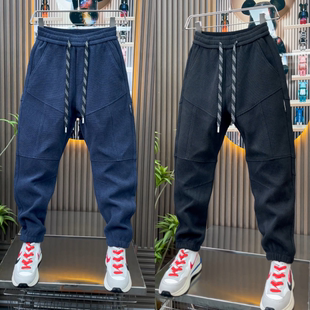 【高品质】男士长裤子冬季休闲裤加厚加绒防寒保暖户外运动束脚裤