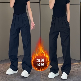 高品质舒适保暖男裤 冬季 百搭显瘦气质弯刀裤 加绒加厚休闲裤 潮 男士