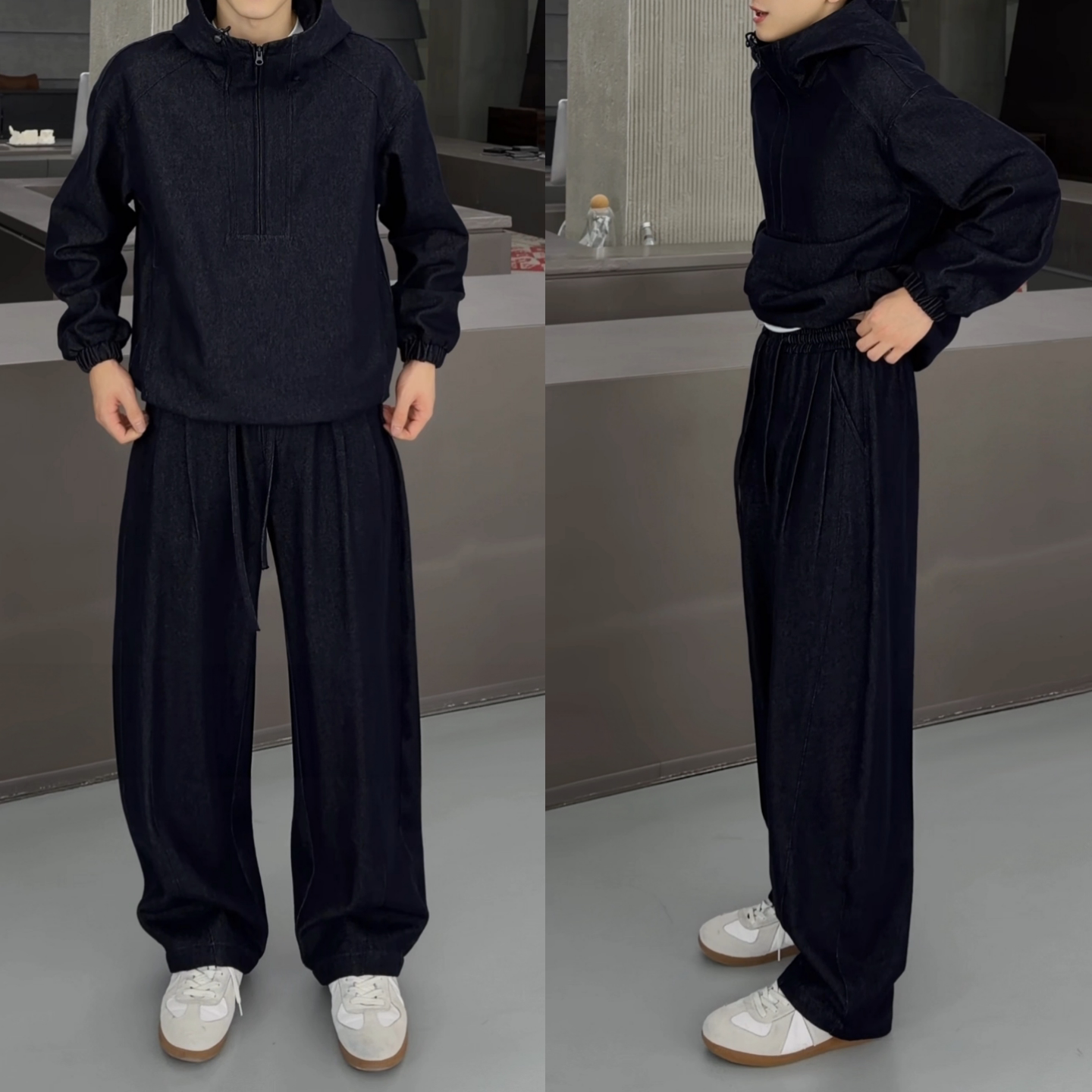 秋季男士松弛感休闲连帽卫衣套装