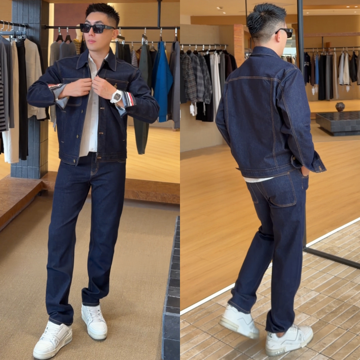 轻奢时尚松弛感牛仔套装男士