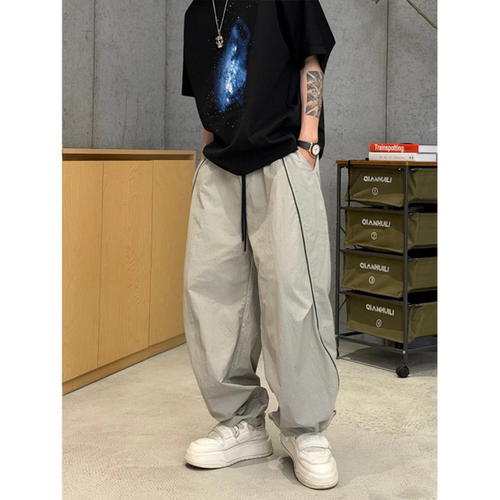 夏季线条装饰简约休闲直筒裤男士