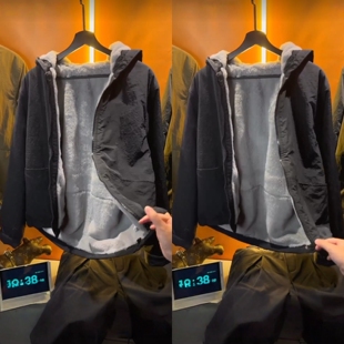 【极简老钱风】冬季爆款黑武士座山雕男款夹克加绒连帽保暖外套潮