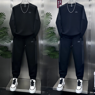 秋季新款男士休闲套装美式复古高品质圆领卫衣卫裤两件套帅气百搭