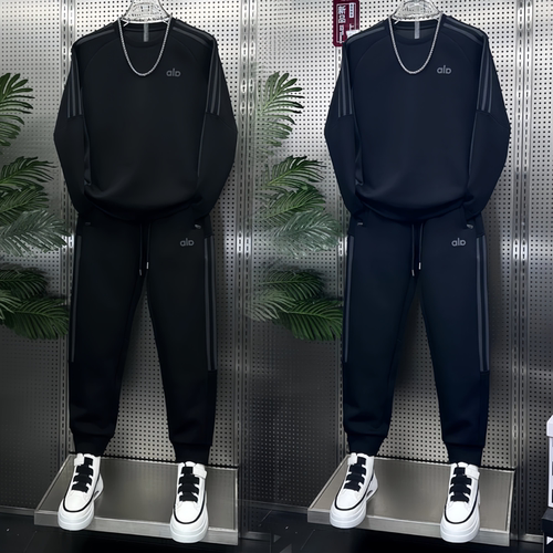 秋季新款男士休闲套装美式复古高品质圆领卫衣卫裤两件套帅气百搭