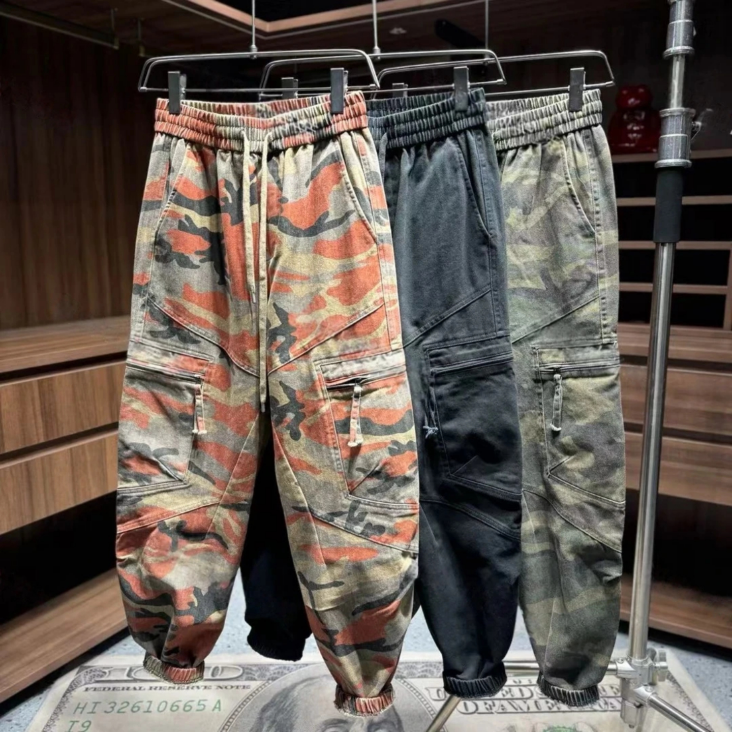 冬季男士迷彩新年款休闲水洗宽松工装裤休闲裤时尚百搭高品质男装