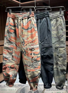 冬季男士迷彩新年款休闲水洗宽松工装裤休闲裤时尚百搭高品质男装