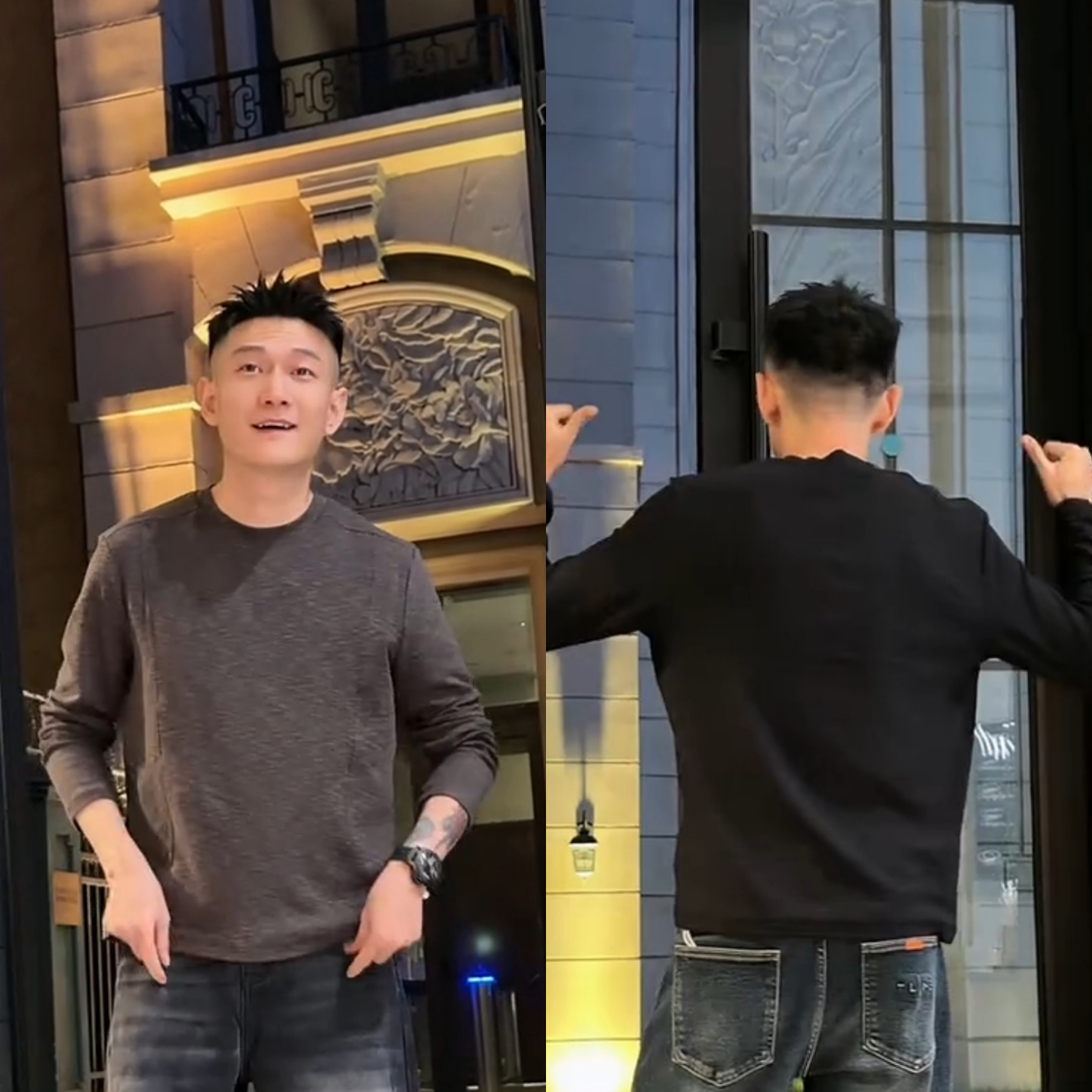 秋季男士时尚帅气长袖T恤圆领拼接设计时尚都市百搭亲肤打底衫潮