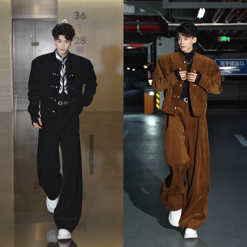 秋季新品男士美式复古时尚套装