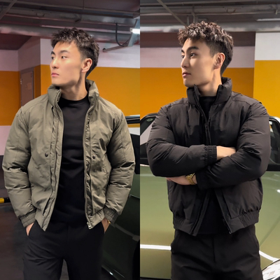 冬季加厚保暖时尚简约立领棉服男