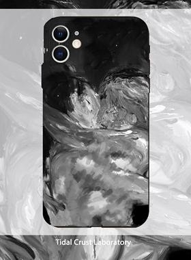 黑色液态硅胶相拥男女全包手机壳适用苹果15nova10华为p50E/mate60小米13opporeno9vivo荣耀80iPhone14