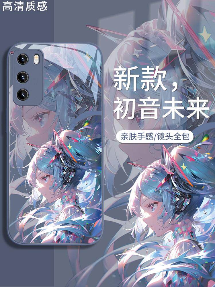 适用小米10pro初音未来手机壳新款reno10/9二次元k60动漫13/11/x100/x90/civi3/2女生note12玻璃14/k40/8/k70