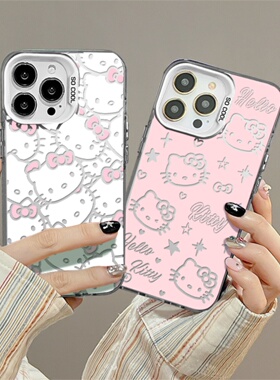可爱卡通KT猫适用小米14苹果15promax手机壳iPhone1311XR78华为mate60P504030Nova红米荣耀9一加12防摔保护套