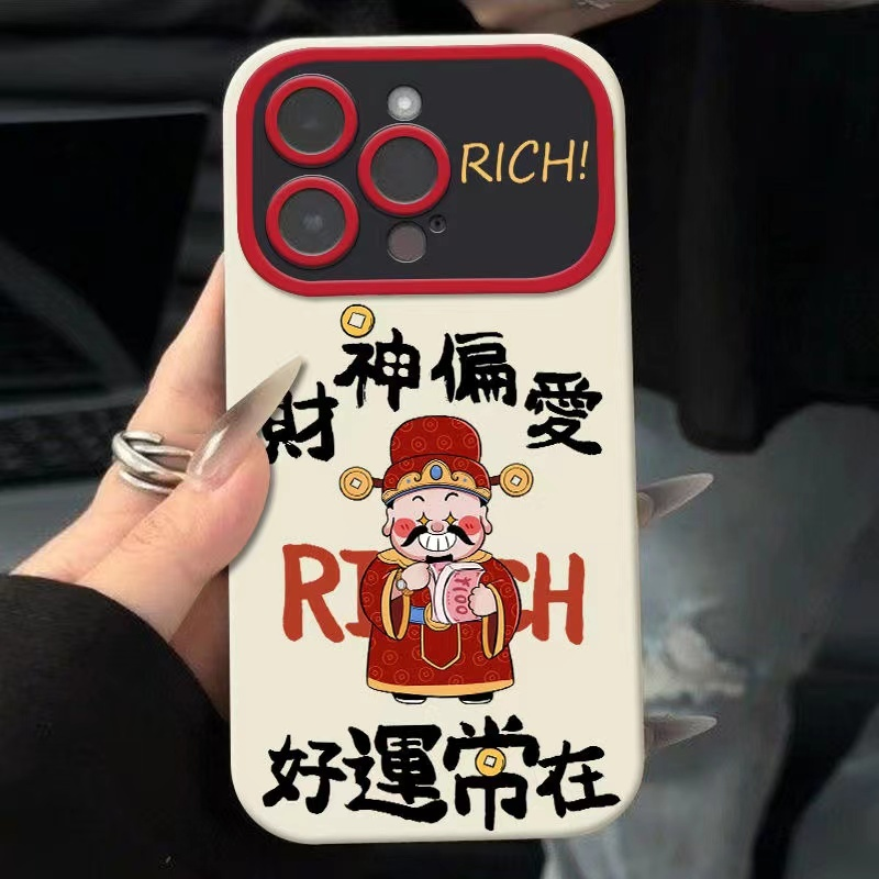 适用苹果15promax手机壳新款iphone14高级感13pro视窗1财神爷11卡通8plus创意7个性x潮牌xs男女款Ultra套max