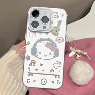 耳机凯蒂猫HelloKitty适用13苹果15promax手机壳iphone14一加12红米k70小米10荣耀8090nova50华为mate60VIVO