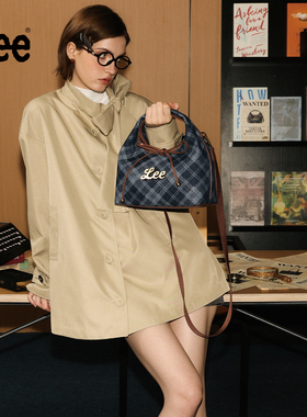 Lee官方新款格纹斜挎包复古手拿包英伦风时尚通勤三角包秋冬女包