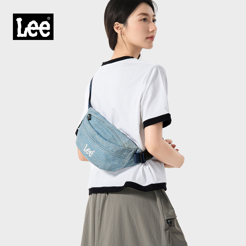 Lee简约单肩包女生街头斜挎包包夏天新款时尚通勤邮差包骑行腰包