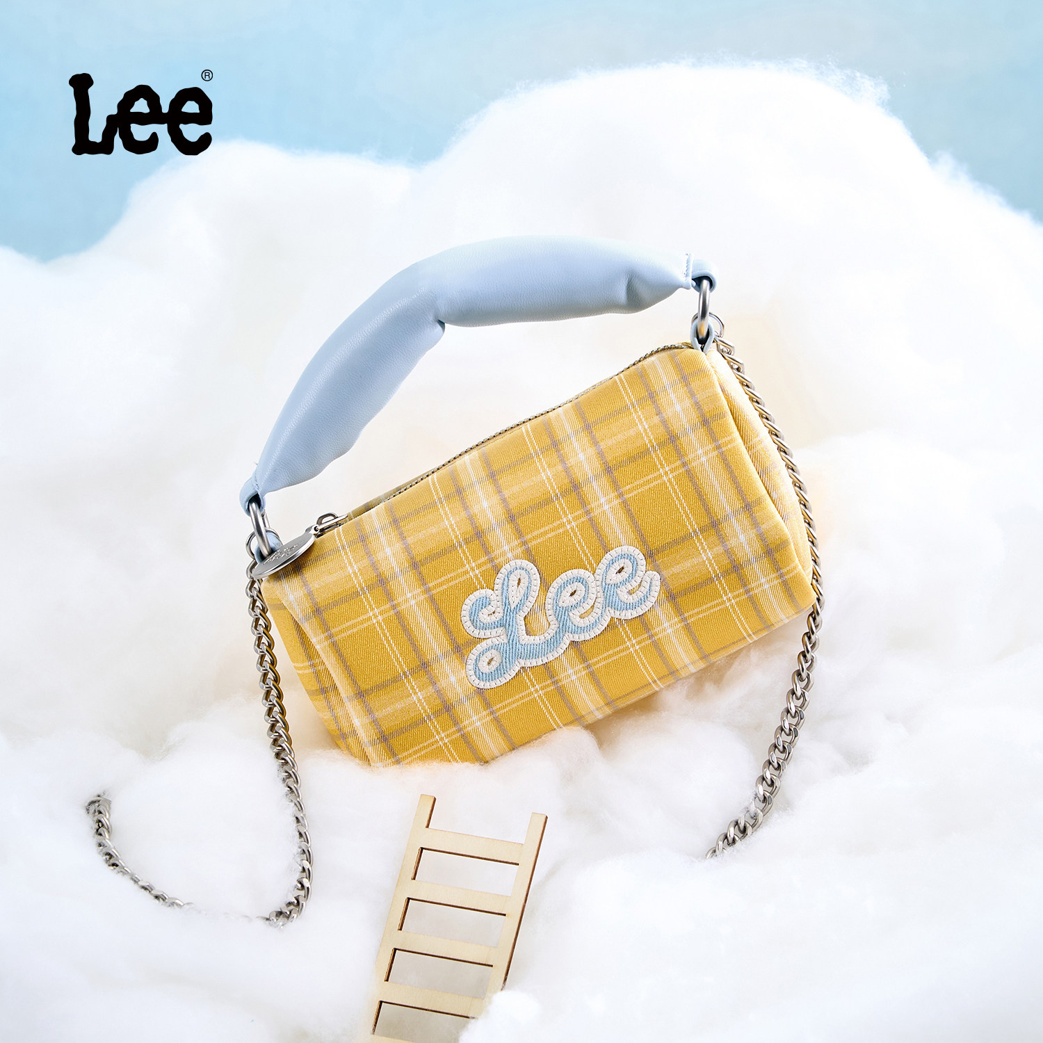 Lee新款小巧格纹馒头链条包