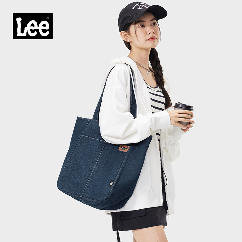 Lee官方新款托特包女休闲单肩包通勤学生布袋大容量手提帆布包包