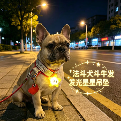 法斗犬斗牛专用狗狗夜间发光吊坠项圈夜晚发光灯防走失遛狗晚上