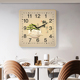 方形挂钟客厅书房办公室静音时钟免打孔中式 饰壁画钟表 国风简约装