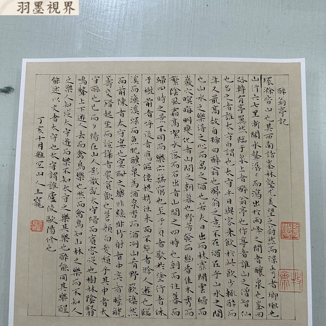 王宠小楷醉翁亭记复古书法字画真迹微喷仿古字帖装裱挂画卷轴装饰