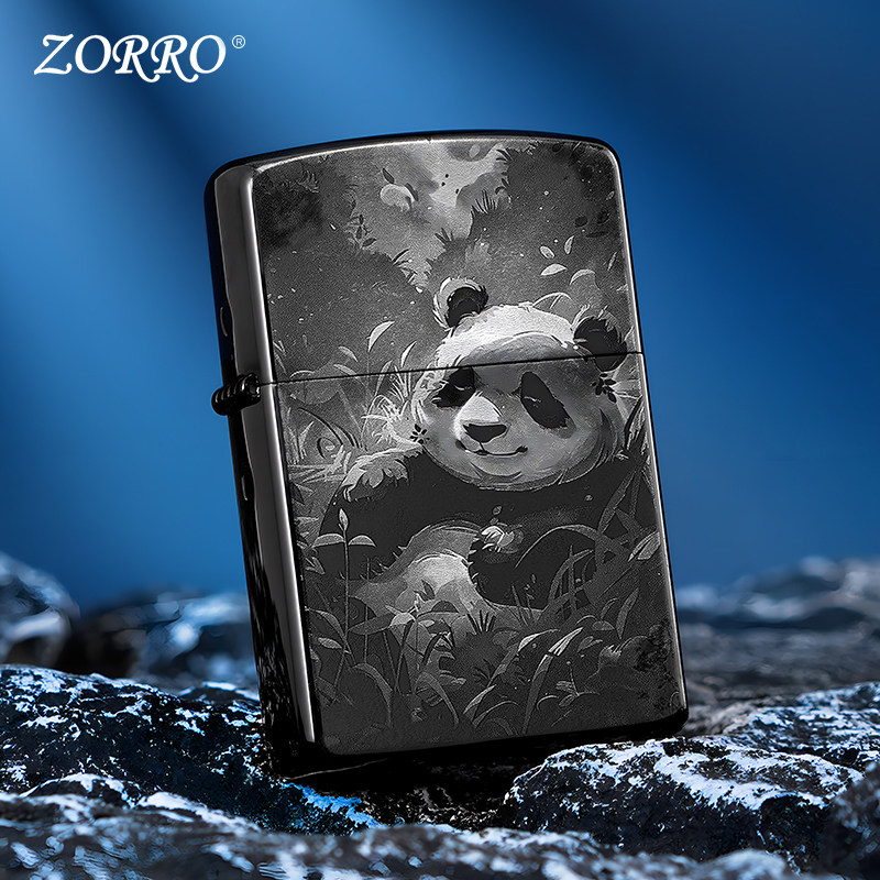 ZORRO/佐罗黑冰大熊猫男女生个性煤油防风打火机七夕礼物送男朋友
