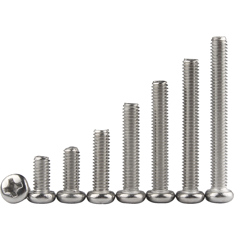 304不锈钢十字圆头螺丝钉盘头螺栓机丝螺钉M1.2M1.4M1.6M2/M2.5M3