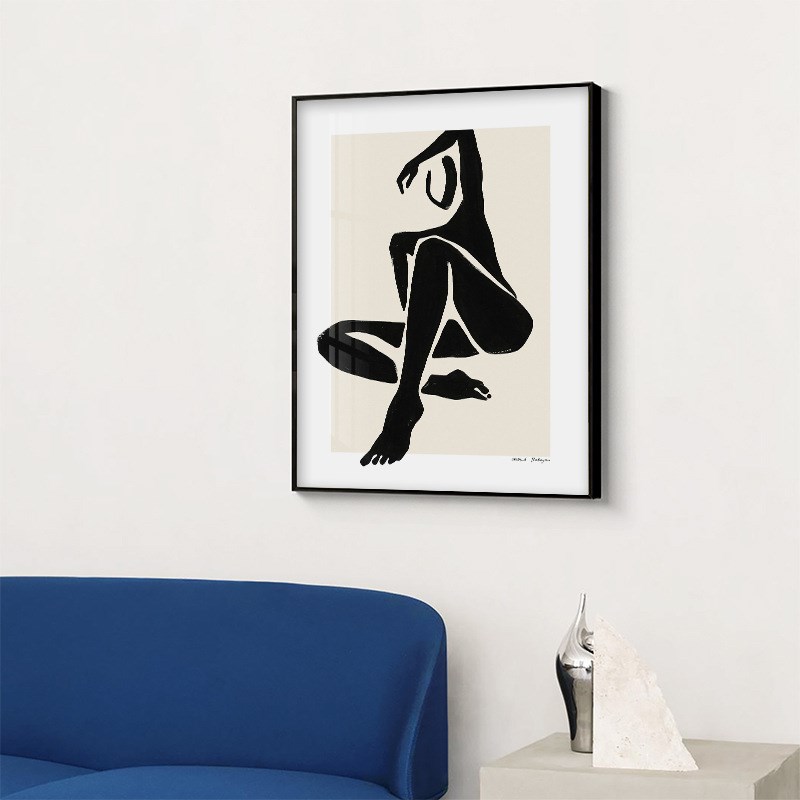 黑白简约女人f身体色块装饰画抽象客厅卧室书房样板房酒店壁画挂图片