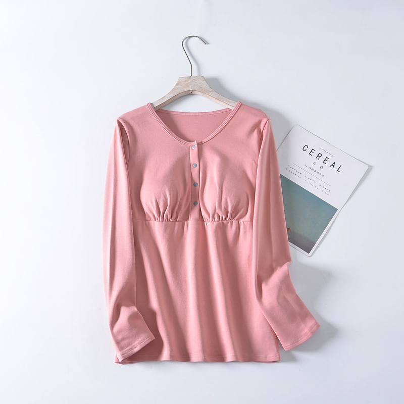 春夏秋冬纯棉哺乳秋m衣上衣月子服睡衣喂奶产后内衣加厚打底衫长