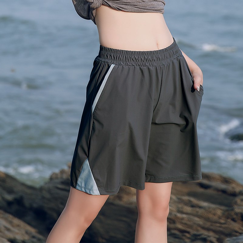 冰丝运动短裤女夏季薄款r速干透气高腰宽松直筒显瘦健身瑜伽五分