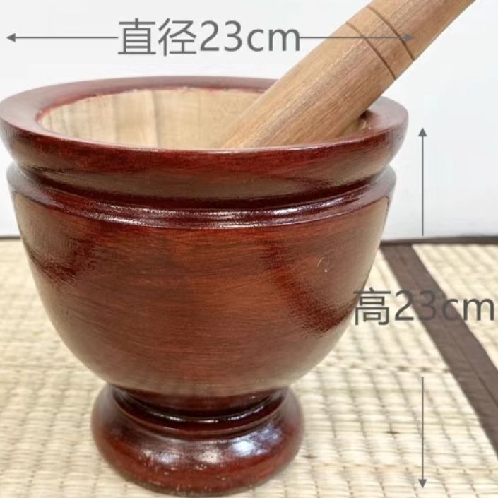 云南舂臼鸡脚家用实木捣蒜研磨器舂木辣椒擂钵对窝杵舂钵