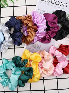 Retro Simple Satin Hair Scrunchie Candy Color Elastic Hair B