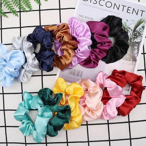 Retro Simple Satin Hair Scrunchie Candy Color Elastic Hair B