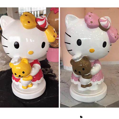玻璃钢雕塑helloKitty凯蒂猫卡通甜品店门口KT猫商场装饰大型摆件