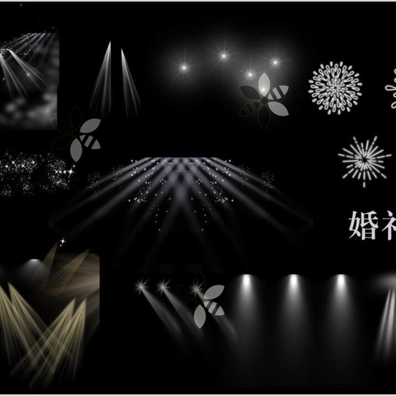 婚礼LED舞台射线霓虹灯白色灯灯光梦幻婚礼道具效果图psd素材