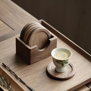 杯垫木质杯垫 胡桃木创意茶杯垫家用茶道配件茶杯咖啡隔热垫套装