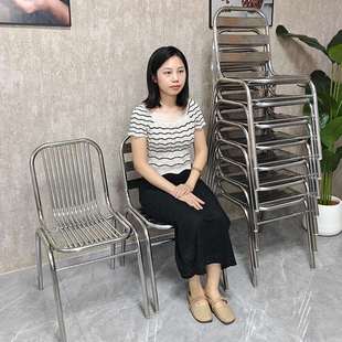 加厚不锈钢椅子靠背椅餐椅餐桌椅家用户外阳台吃饭可叠放大排 新款