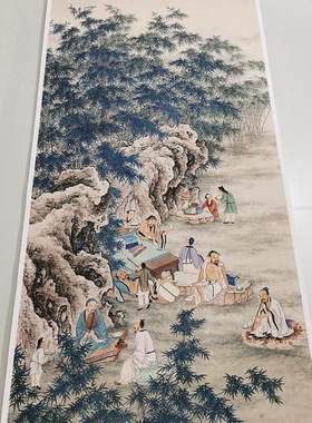 夏荆山竹林七贤图复古书画人物