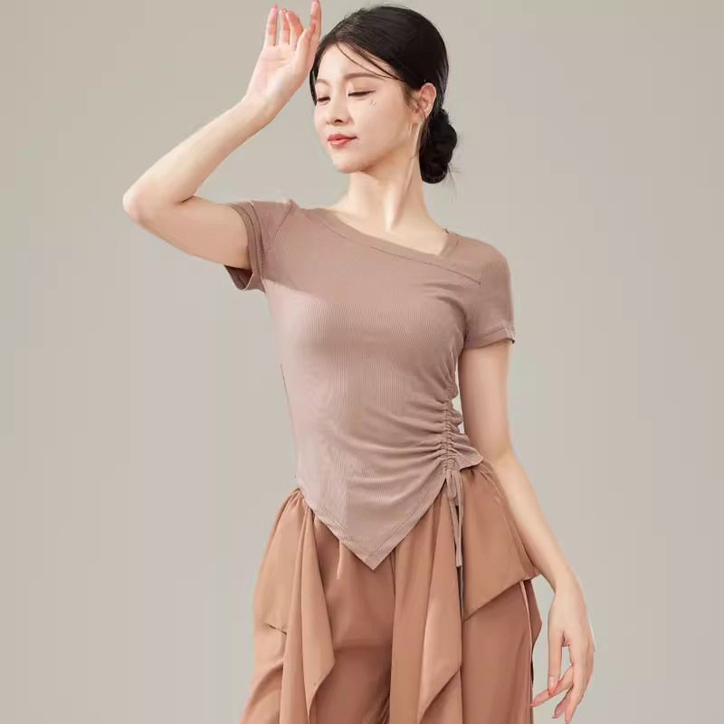日本无印MUJIE夏秋专业中国古典舞蹈练功服女成人修身短袖袖上衣