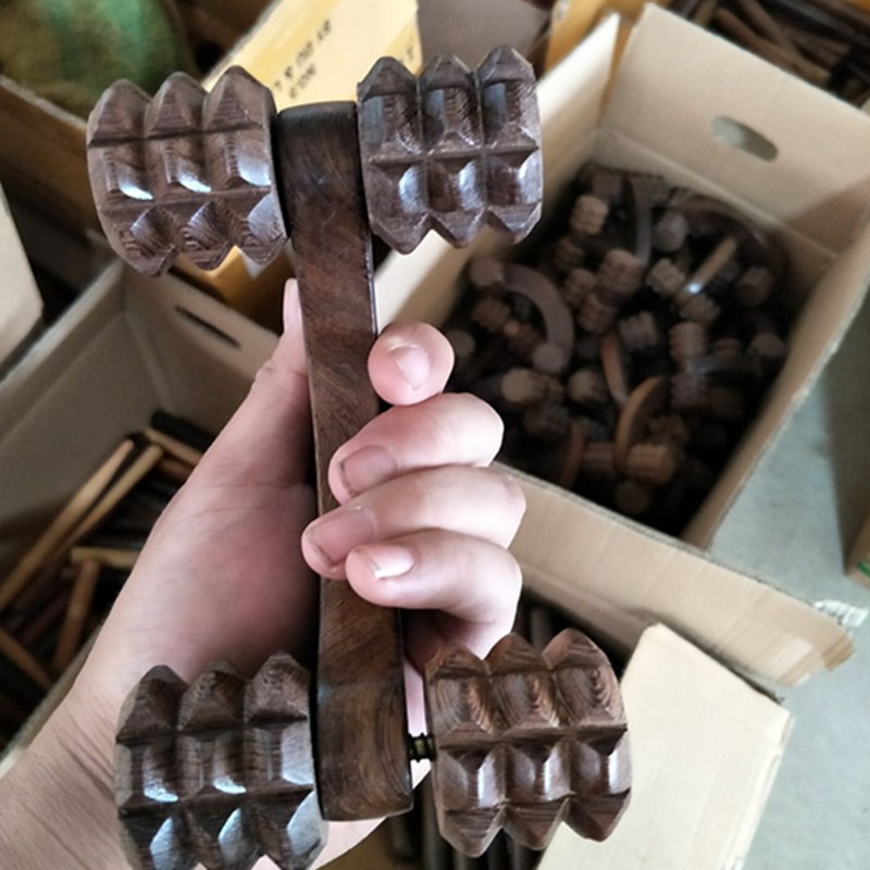 鸡翅木全身滚动按摩器 双轮滚轮式按摩器 木制滚轮按摩棒