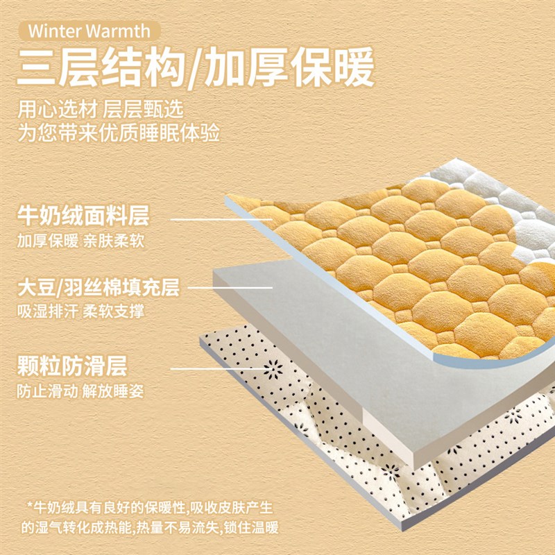 a类大豆牛e奶绒床垫褥子冬季加厚珊瑚绒宿舍单人床褥家用折叠软垫