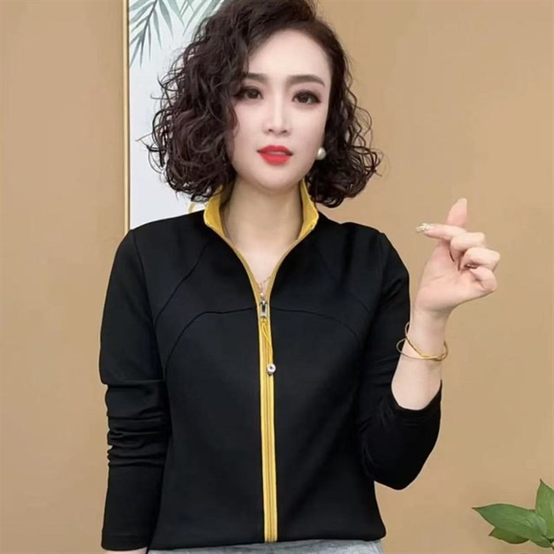 2025春季新款一件代发时尚气质拉链外套洋气时尚显瘦W女士打底衫
