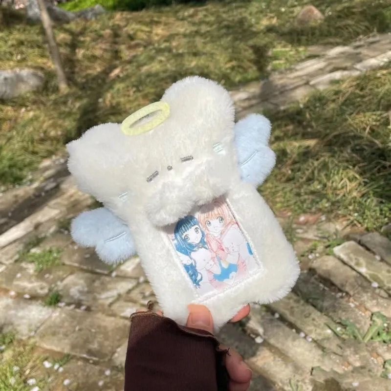 可爱卡通毛绒卡套ins天s使饭卡公交卡爱豆小卡照片保护套展示挂件