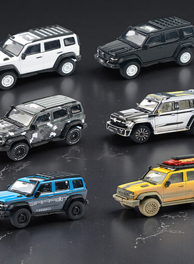 拓意1:64TANK300铁骑02越野车泥泞版合金汽车模型 赛博电镀银摆件