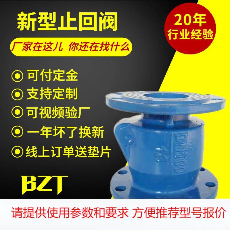 供应 H44X新型止回阀 铸铁单向逆止阀 立卧式污水管道止回阀DN65