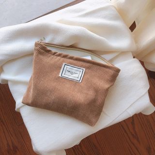 速发1 Pc Soft Corduroy Makeup Bag for Women Large Solid Colo