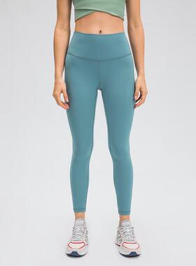 欧美新款磨毛裸感瑜伽裤显瘦高腰提臀健身裤跑步运动裤女D19037-2