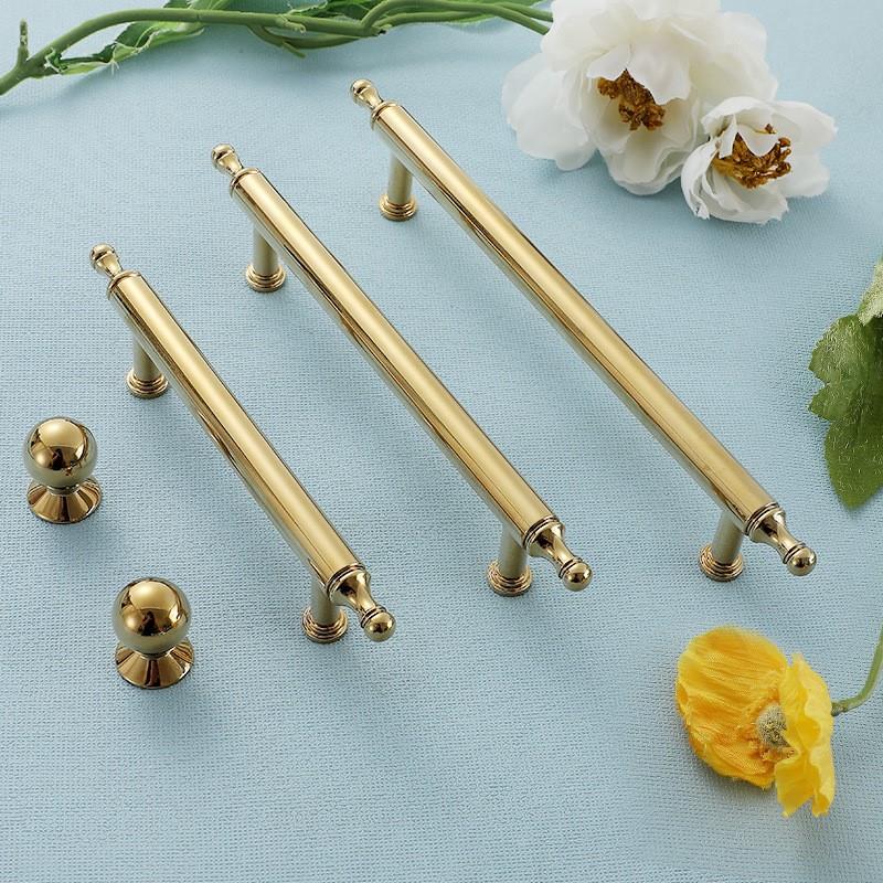 法式柜门铜PVD金色拉手轻奢衣柜橱柜全铜抽屉长拉手家用五金小