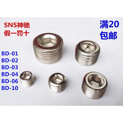 SNS神驰 堵头 闷头BD-01-02-03-04-06-10 1/8 1/4 3/8 1/2内六角