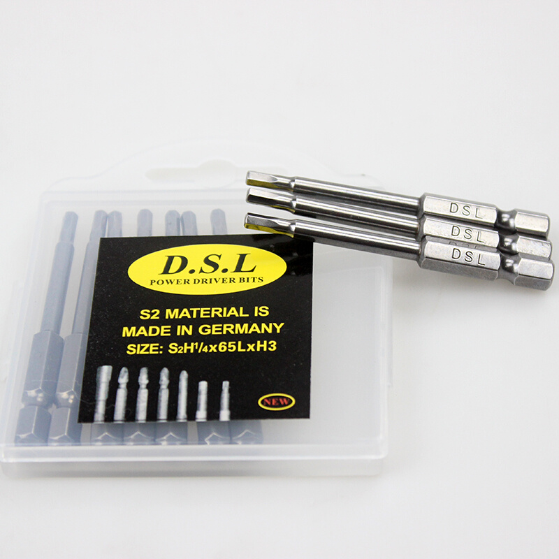 。DSL内六角批头S2材质H1/4*65L*H3DE风批电批批嘴 带磁加硬起子